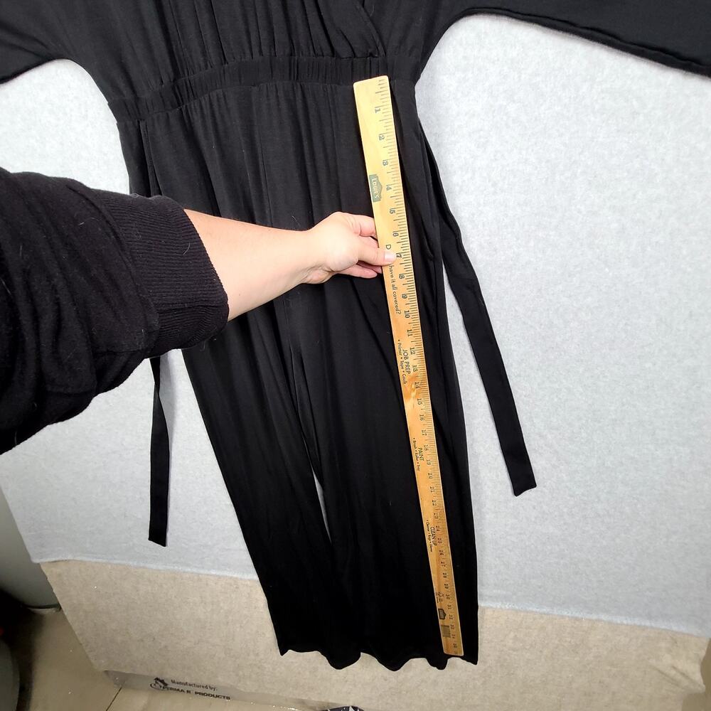 Garnet Hill Prato Knit Boatneck Kimono Sleeve Wide Leg Jumpsuit Black Medium NEW - Picture 12 of 13